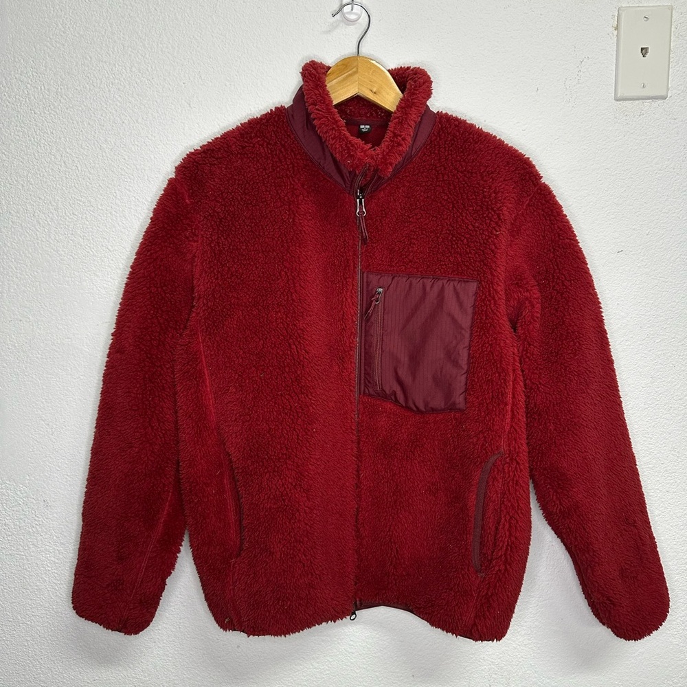 Uniqlo Deep Pile Fleece Cozy Red Fleece Jacket